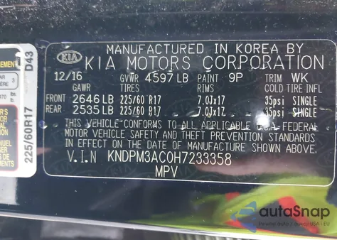 2017 Kia Sportage Lx from USA, damaged, VIN KNDPM3AC0H7233358